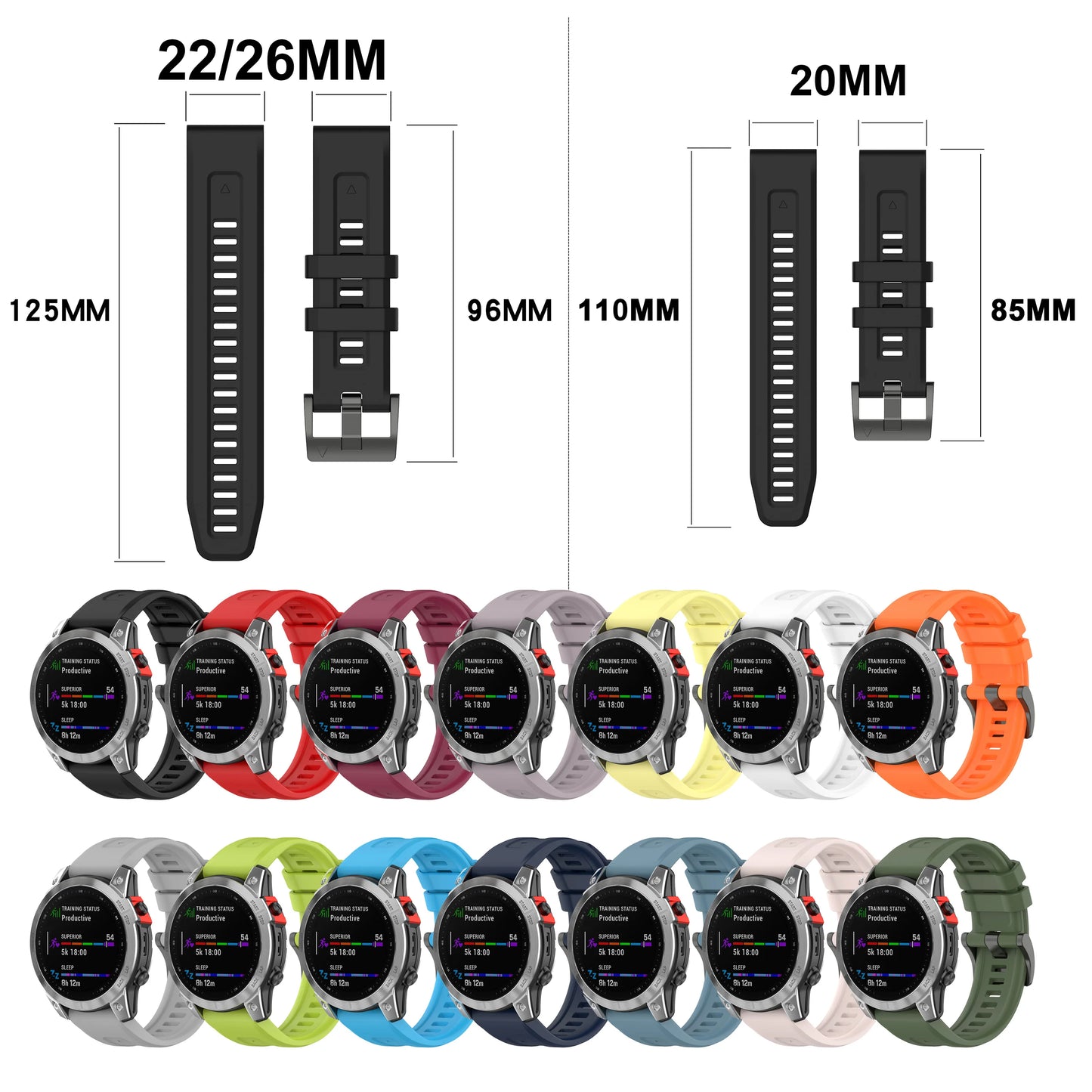 QuickFit Silicone Strap for Garmin Fenix Watch - Strap Shack