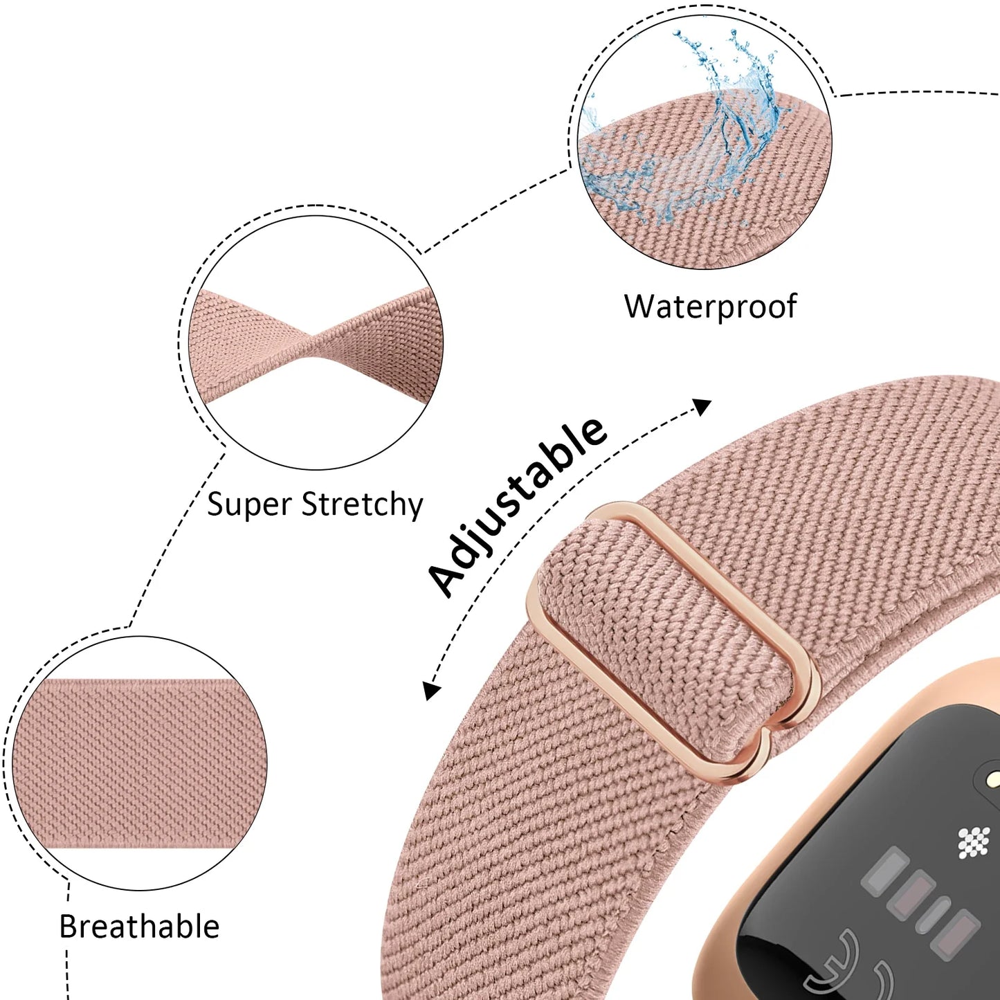 Elastic Nylon Strap for Fitbit Versa & Sense Series