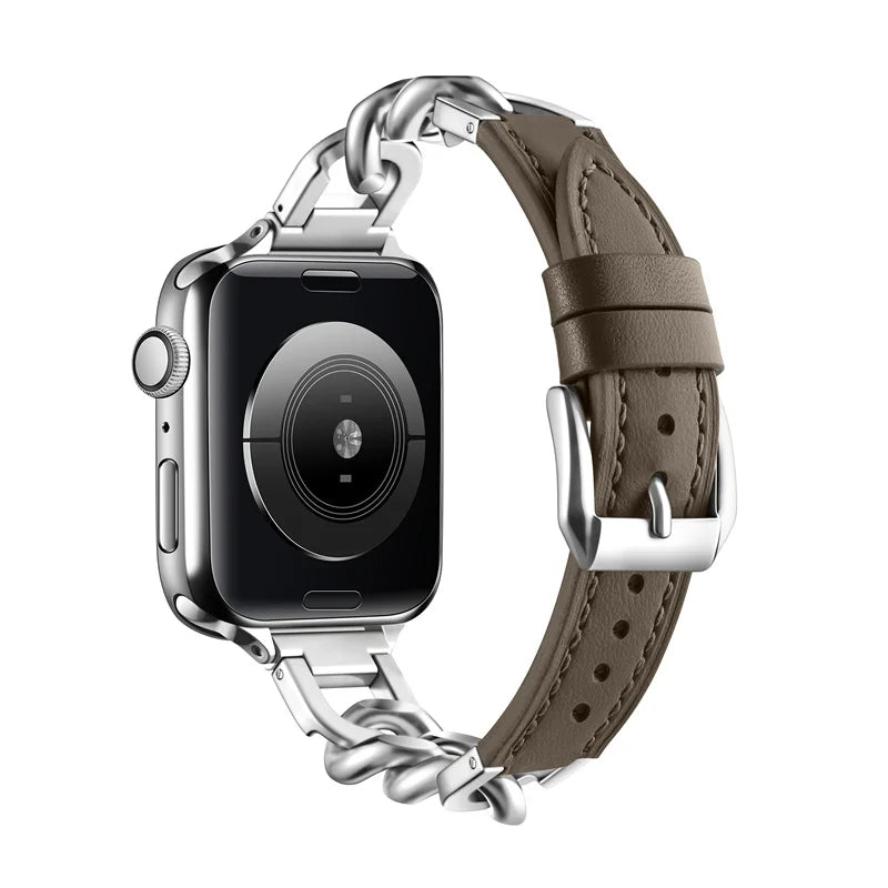 Leather Band for Apple Watch Ultra 49mm Stainless Steel Clasp Strap - Strap Shack