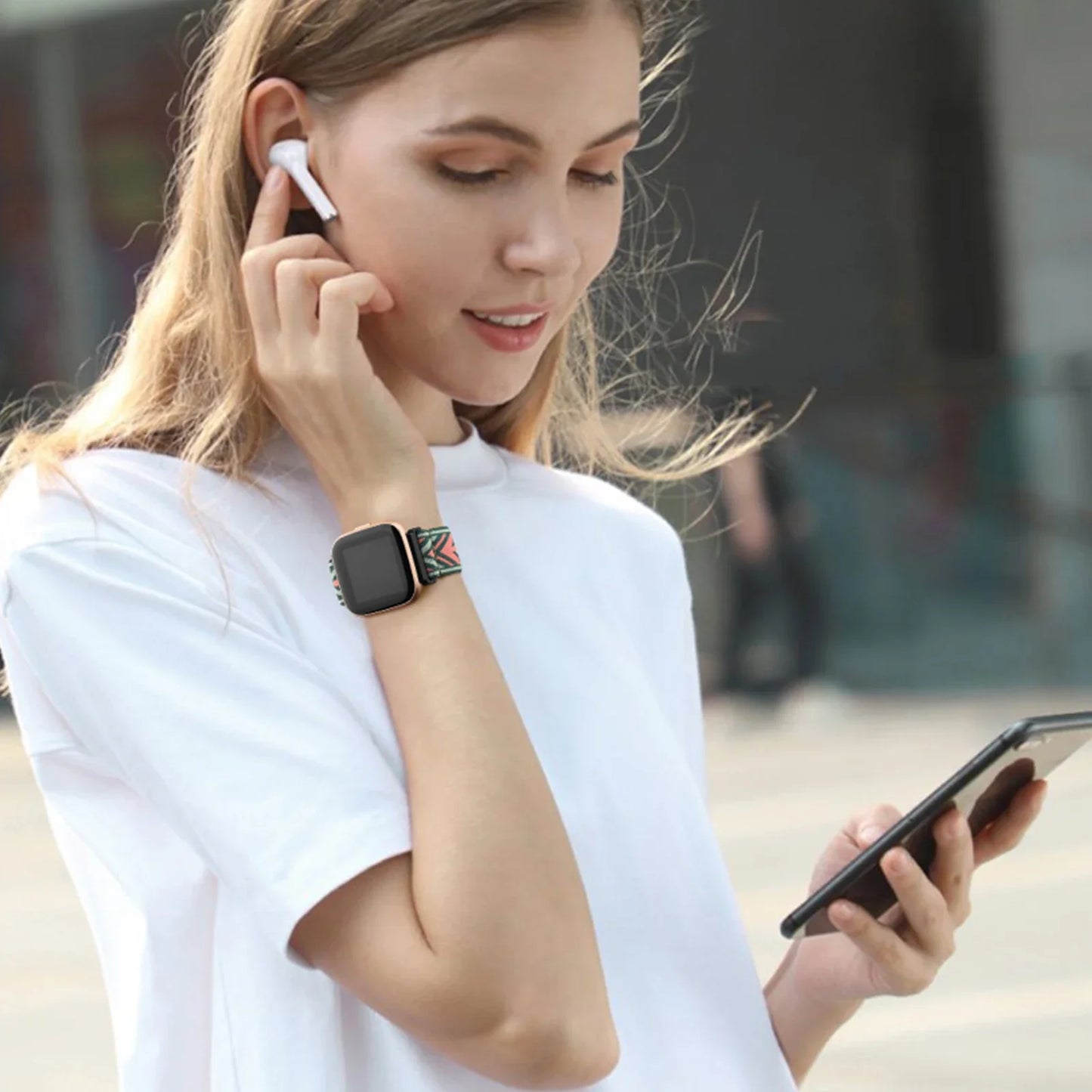 Elastic Nylon Strap for Fitbit Versa & Sense Series