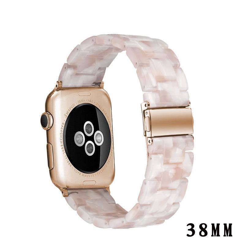 Aurora premium Apple resin watch band with unique marbled patterns and stainless steel clasp