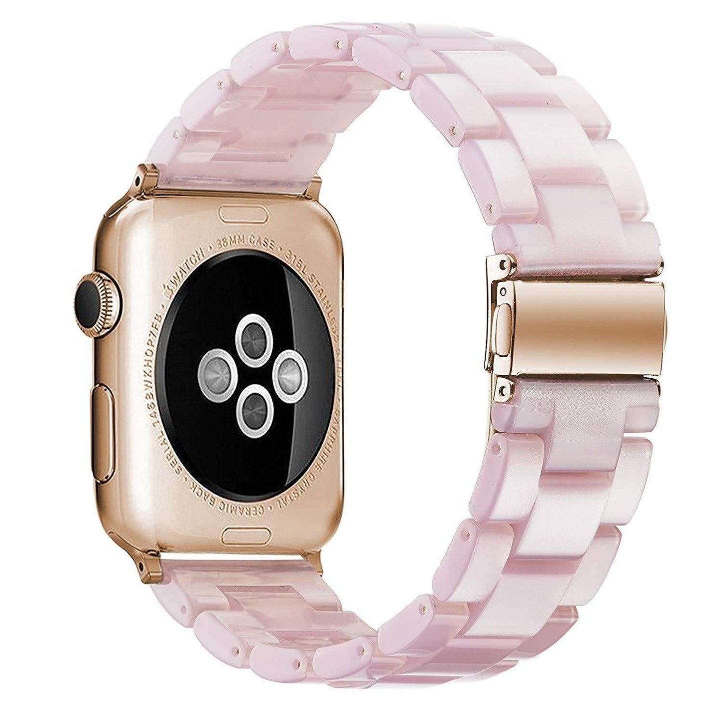 Aurora™ Premium Apple Watch band in polished resin with unique marbled pattern and stainless steel clasp