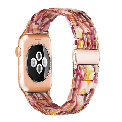 Aurora premium polished resin Apple Watch band with unique marbled patterns and stainless steel clasp