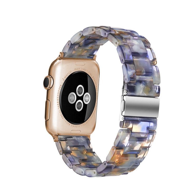 Aurora Premium Apple Resin Watch Band with unique marbled pattern on Apple Watch