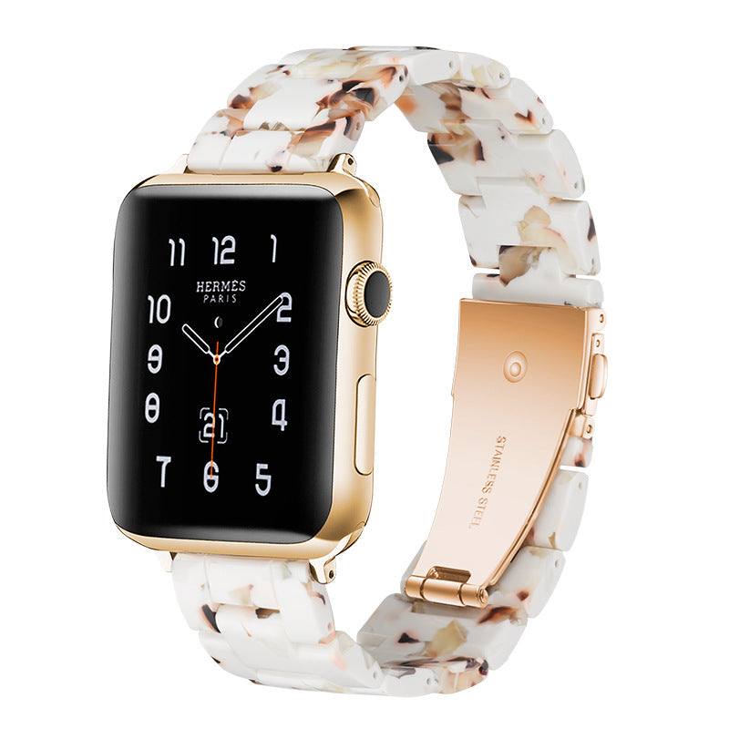 Aurora Premium Apple Resin Watch Band with unique marbled design on Apple Watch