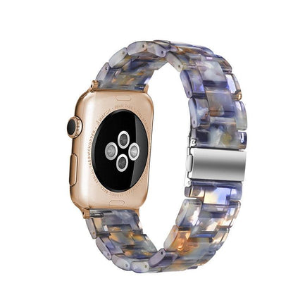Aurora premium Apple Resin Watch Band with unique marbled patterns and stainless steel clasp