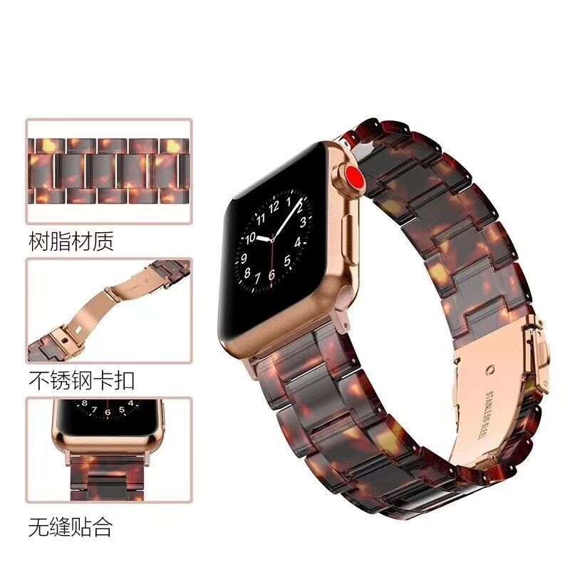 Aurora premium Apple Resin Watch Band with unique marbled pattern and polished finish on Apple Watch