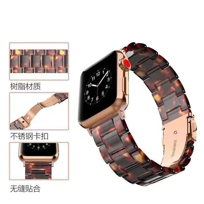 Aurora premium Apple Resin Watch Band with unique marbled pattern and polished finish on Apple Watch