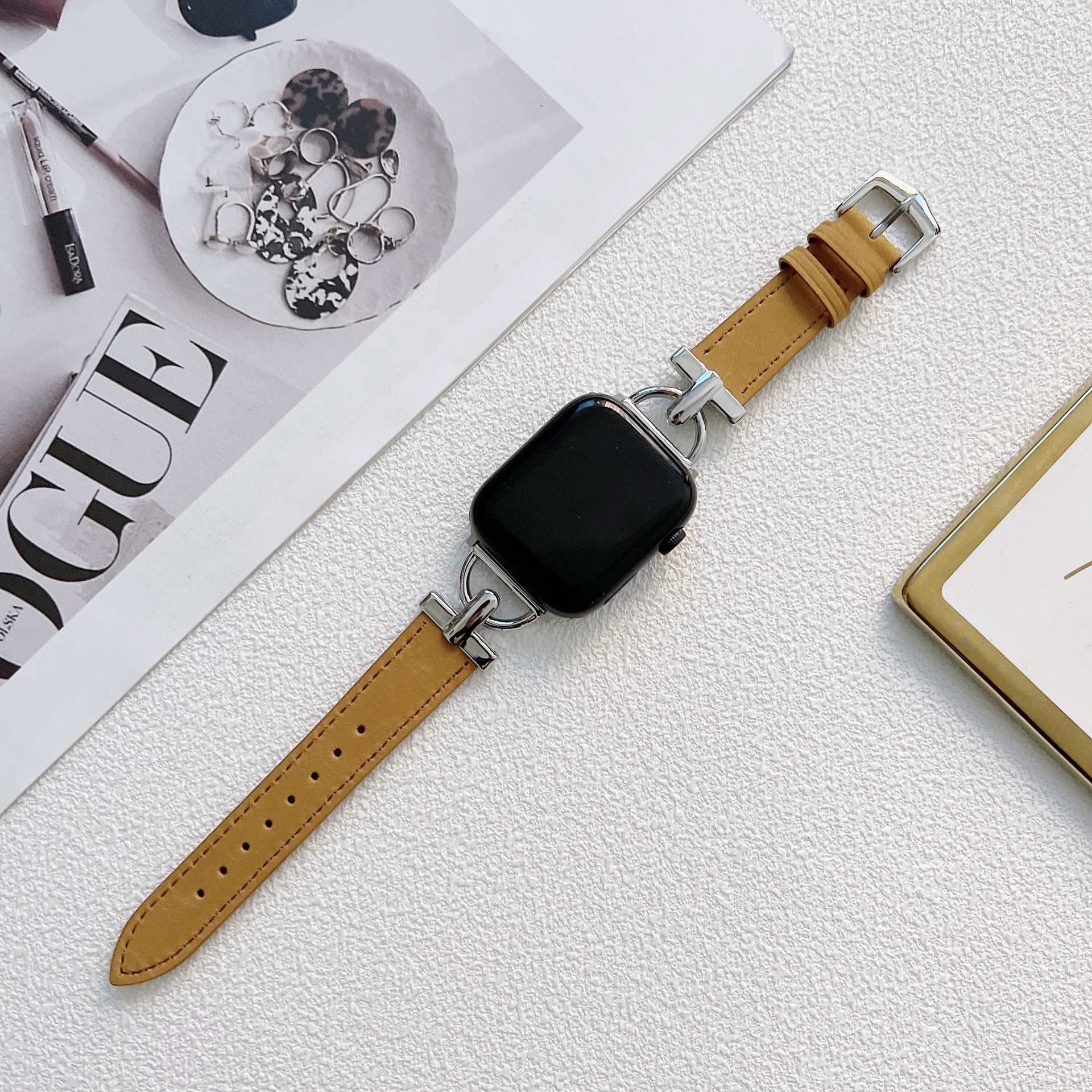 D-Shaped Steel Leather Custom Watch Strap - Strap Shack