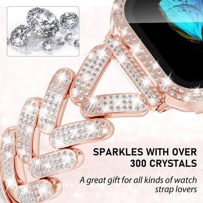 Elegant Butterfly Luxe™ bling Apple Watch bracelet with sparkling crystal accents and premium metal butterfly-link design