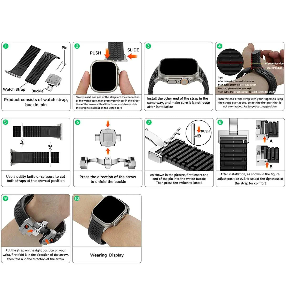 Silicone Sport Band for Apple Watch Ultra 2 49mm 46mm 45mm 44mm Stainless Buckle - Strap Shack