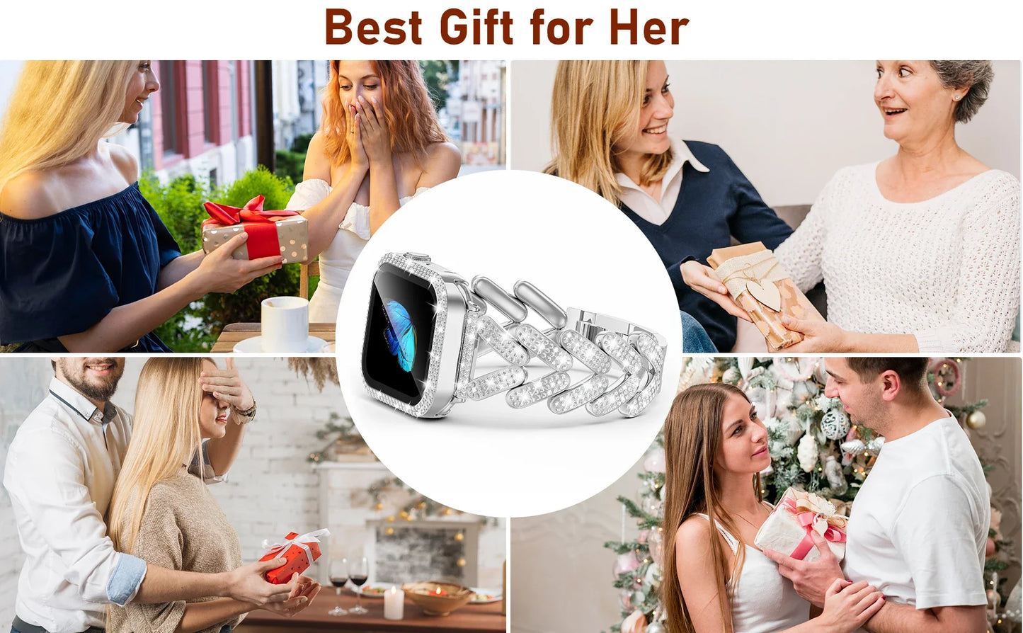 Bling Diamond Stainless Steel Apple Watch Band 38mm to 49mm Bracelet - Strap Shack