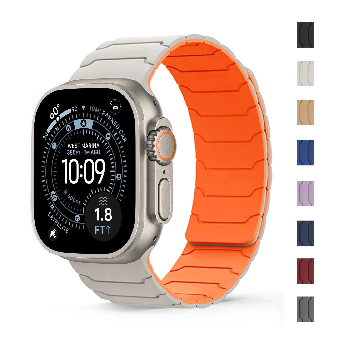 MagGrip magnetic sport Apple Watch band with dual-security closure and breathable silicone design