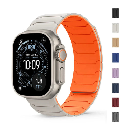 MagGrip magnetic sport Apple Watch band with dual-security closure and breathable silicone design