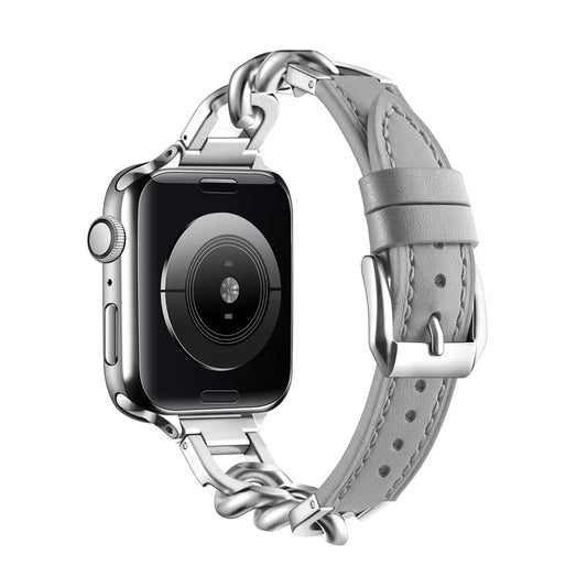 Leather Band for Apple Watch Ultra 49mm Stainless Steel Clasp Strap - Strap Shack