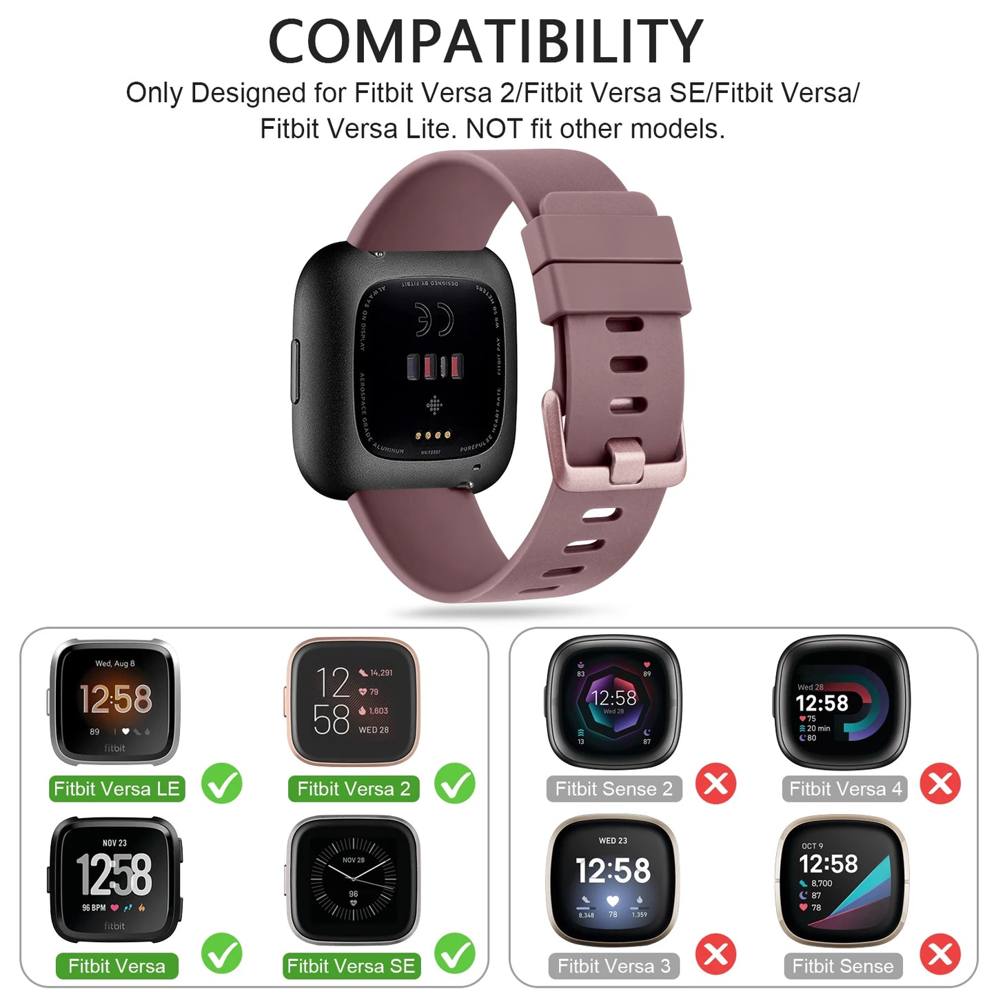 Soft TPU Strap for Fitbit Versa 1, 2, Lite & SE