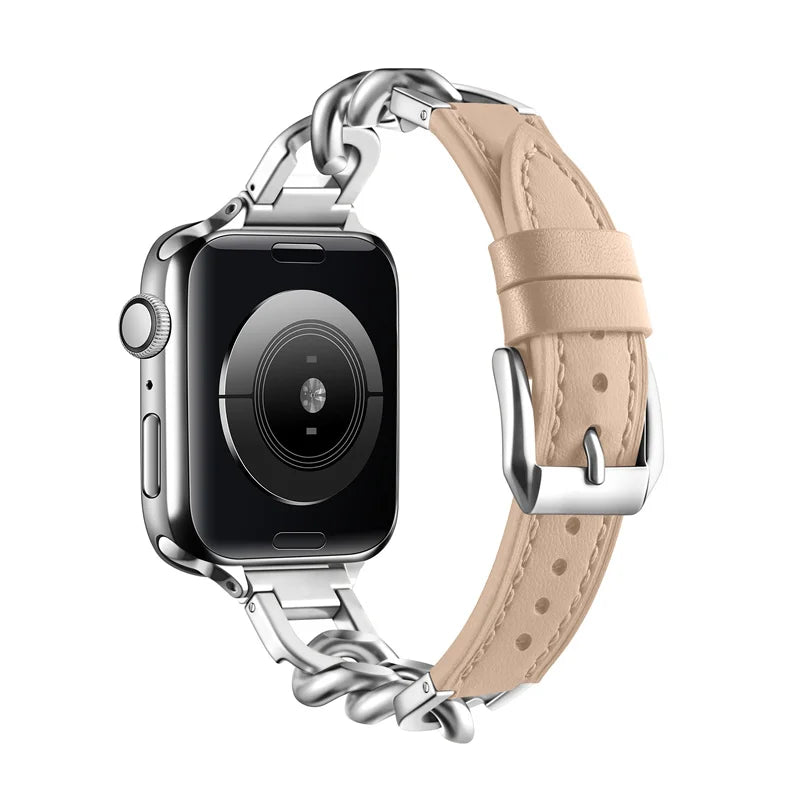 Leather Band for Apple Watch Ultra 49mm Stainless Steel Clasp Strap - Strap Shack