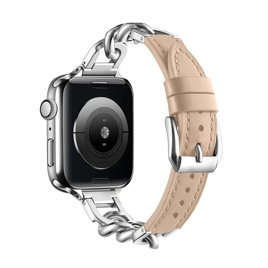 Leather Band for Apple Watch Ultra 49mm Stainless Steel Clasp Strap - Strap Shack