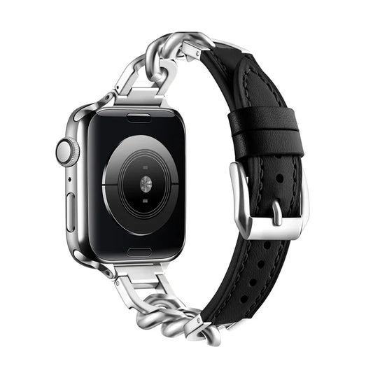 Leather Band for Apple Watch Ultra 49mm Stainless Steel Clasp Strap - Strap Shack