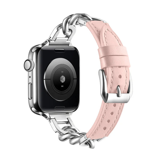 Leather Band for Apple Watch Ultra 49mm Stainless Steel Clasp Strap - Strap Shack