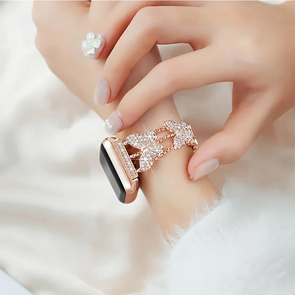 Metal Strap For Apple Watch Bling Butterfly Bracelet Chain 40mm 41mm 45mm 49mm - Strap Shack