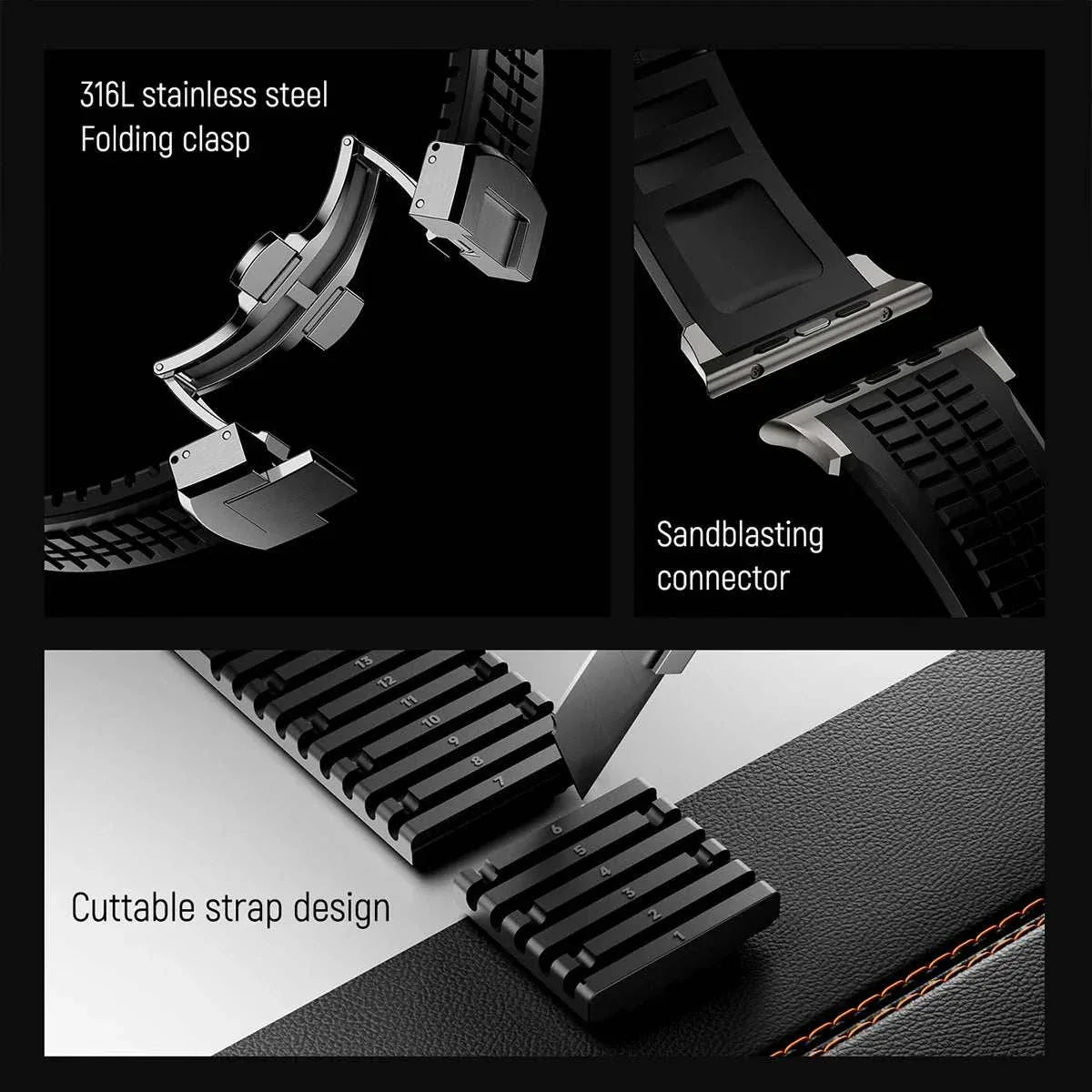 Silicone Sport Band for Apple Watch Ultra 2 49mm 46mm 45mm 44mm Stainless Buckle - Strap Shack