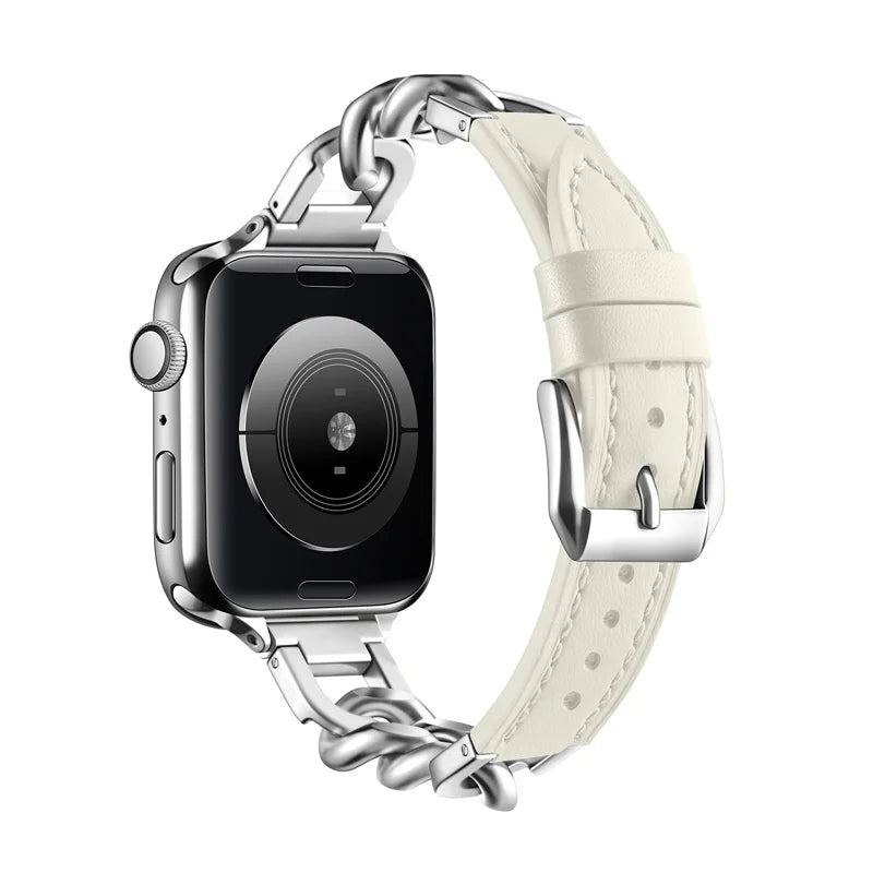 Leather Band for Apple Watch Ultra 49mm Stainless Steel Clasp Strap - Strap Shack