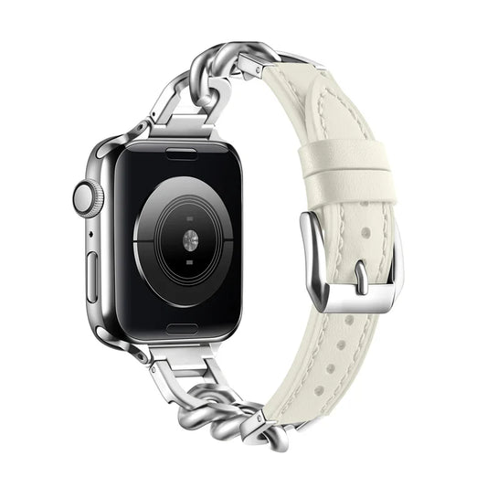 Leather Band for Apple Watch Ultra 49mm Stainless Steel Clasp Strap - Strap Shack
