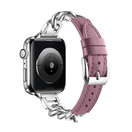 Leather Band for Apple Watch Ultra 49mm Stainless Steel Clasp Strap - Strap Shack