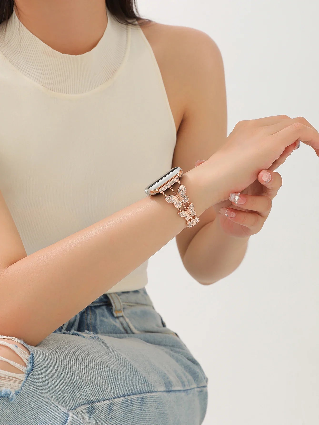 Metal Strap For Apple Watch Bling Butterfly Bracelet Chain 40mm 41mm 45mm 49mm - Strap Shack