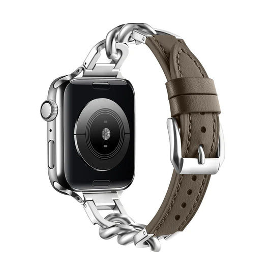 Leather Band for Apple Watch Ultra 49mm Stainless Steel Clasp Strap - Strap Shack